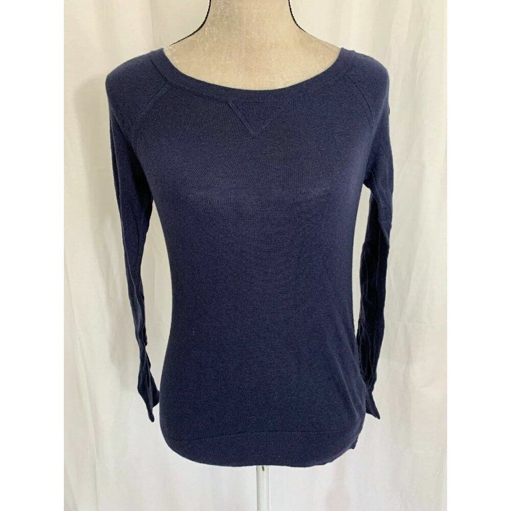Banana Republic Womens Solid Navy Blue Long Sleeve Sweater Top Xs